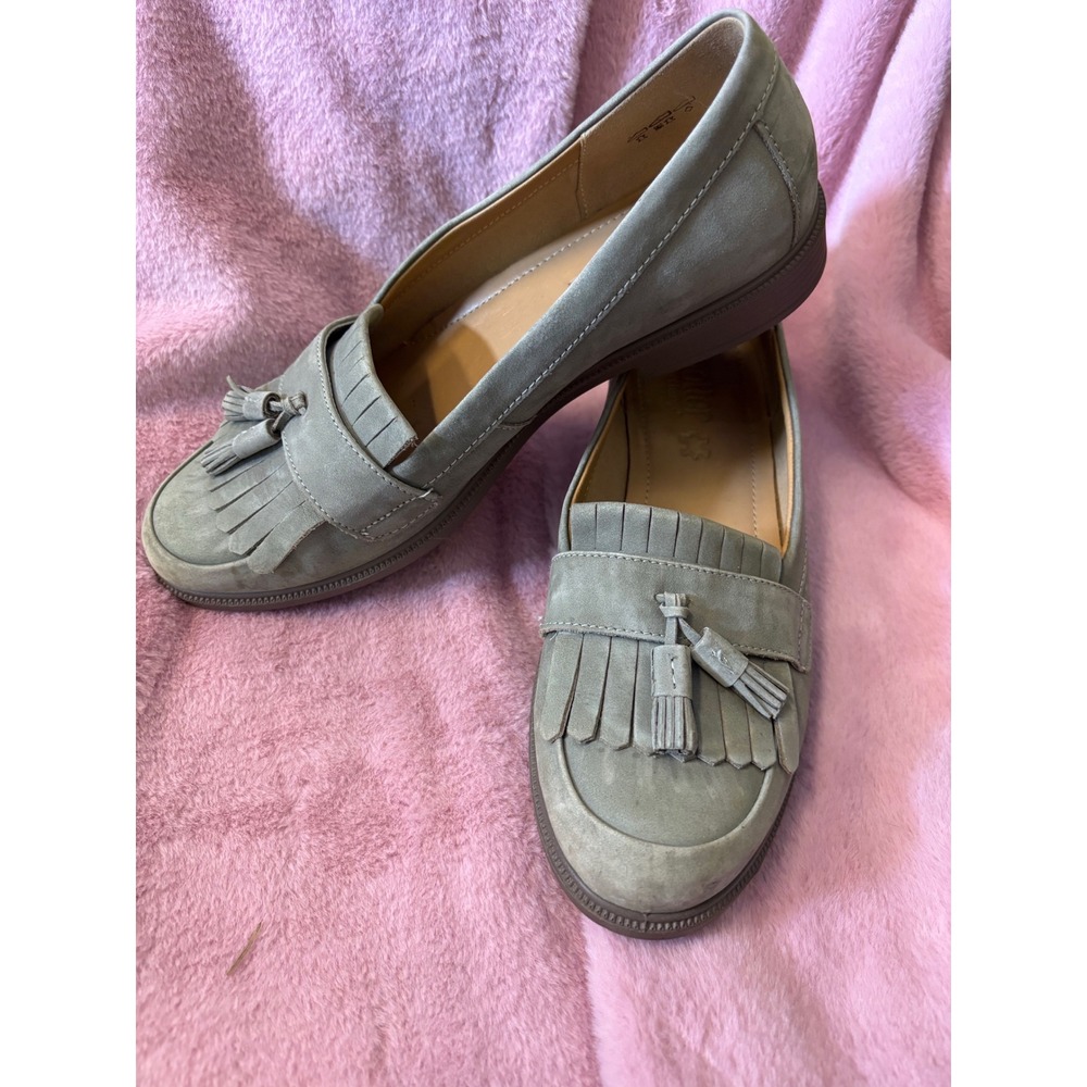 Hotter Gray Suede Kiltie Tassel Loafers Made in England Womens Size 9.5  Slip On